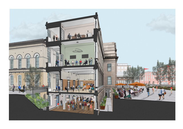 Rendering of proposed public and catering spaces section of redeveloped NCH