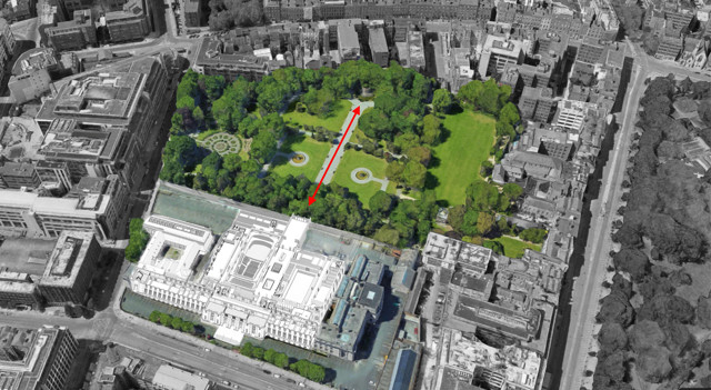 Aerial View of NCH and Iveagh Gardens highlighting proposed access through gardens to NCH from Clonmel Street